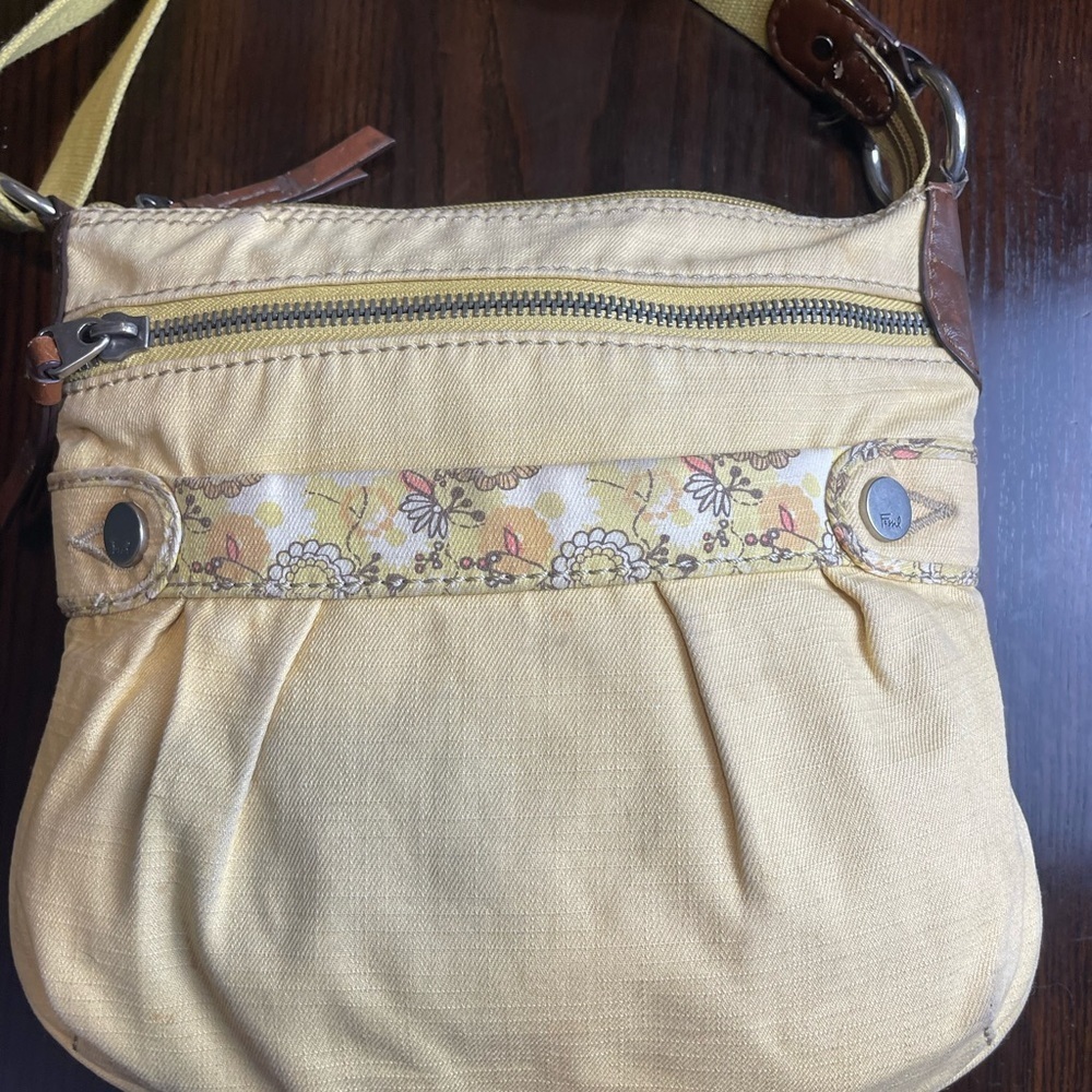 Fossil Floral Yellow Coated Canvas Crossbody - Gently Used - Picture 3 of 9